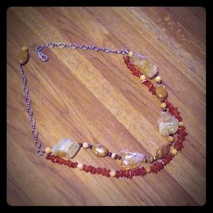 Vintage double stranded rock necklace